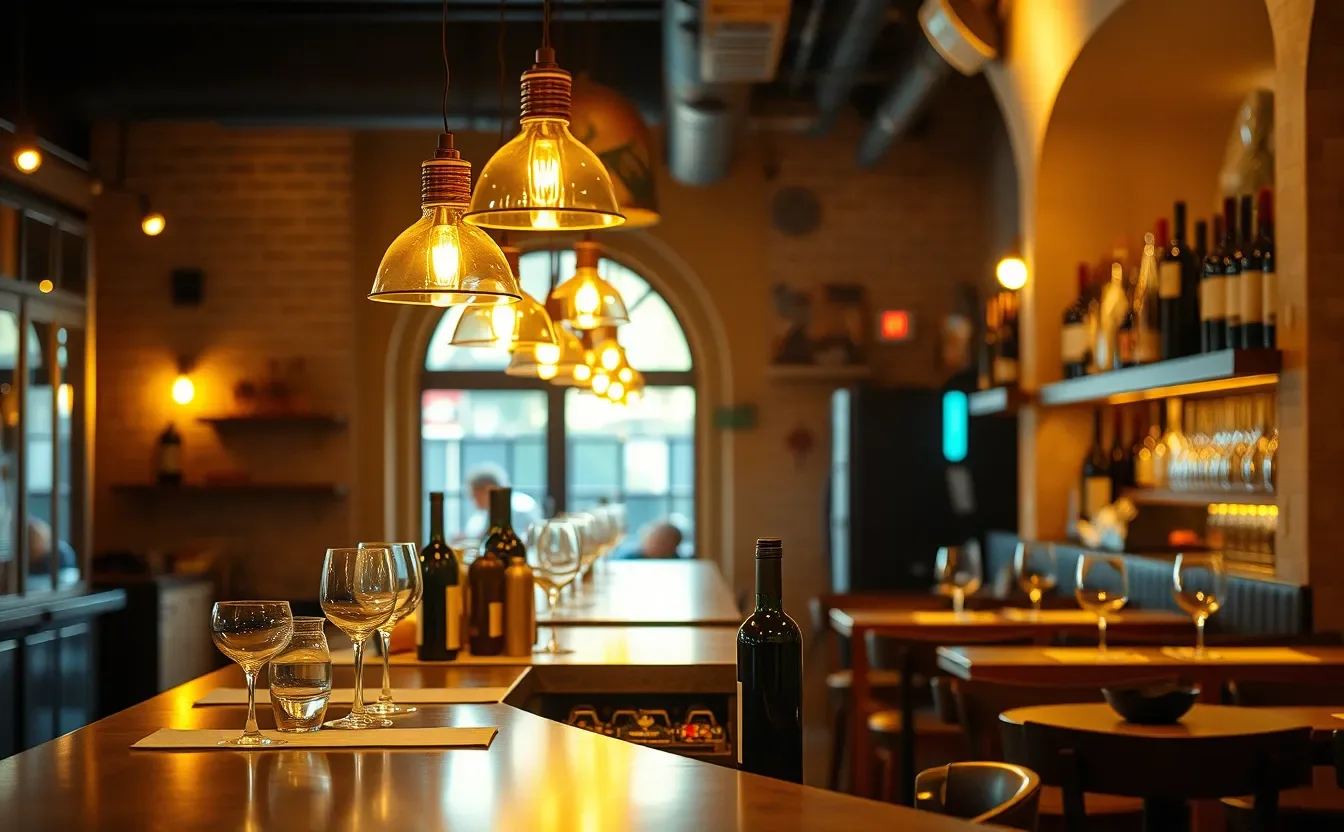 Barra de un bar de tapas por la noche