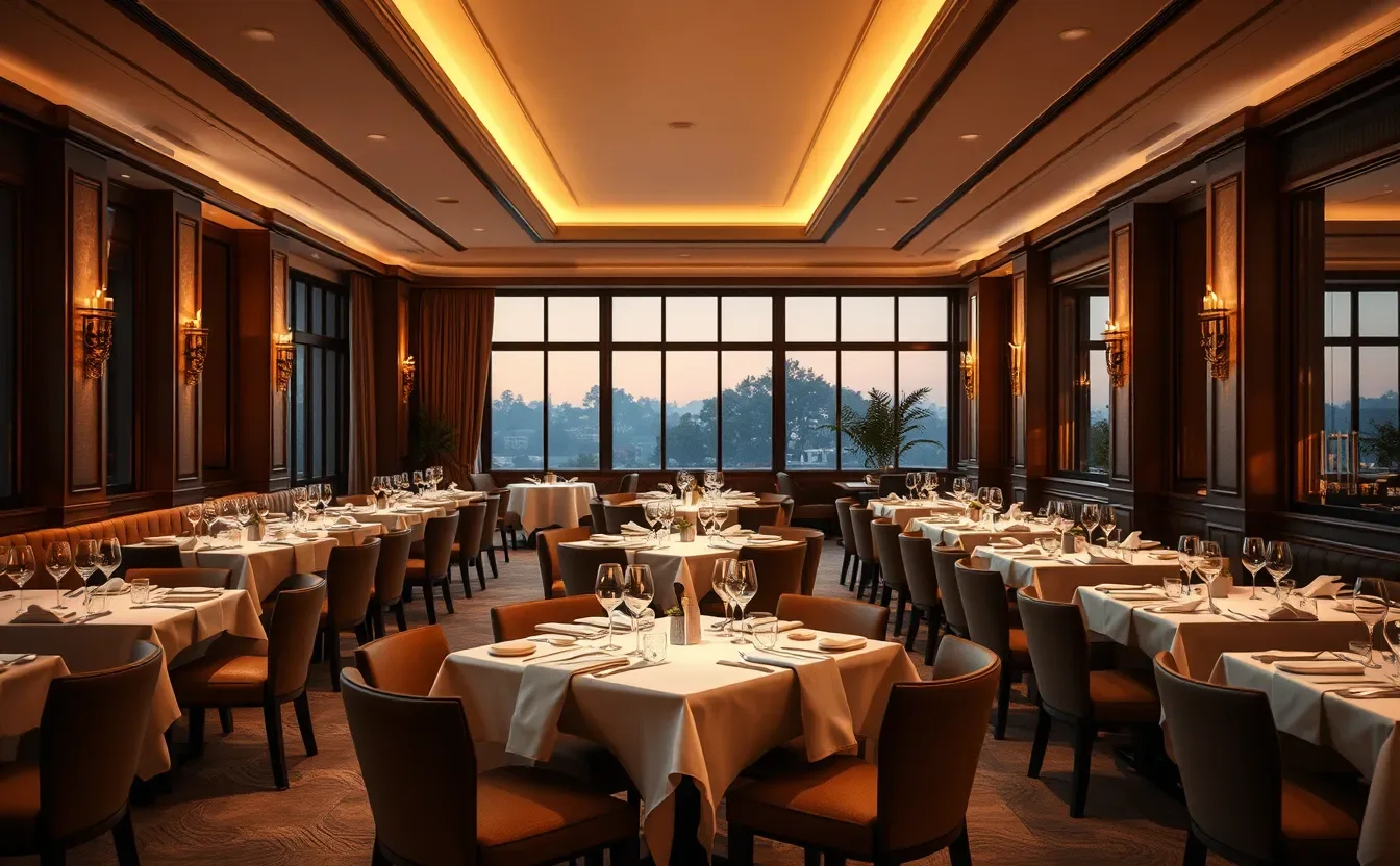 Sala de un restaurante con las mesas puestas